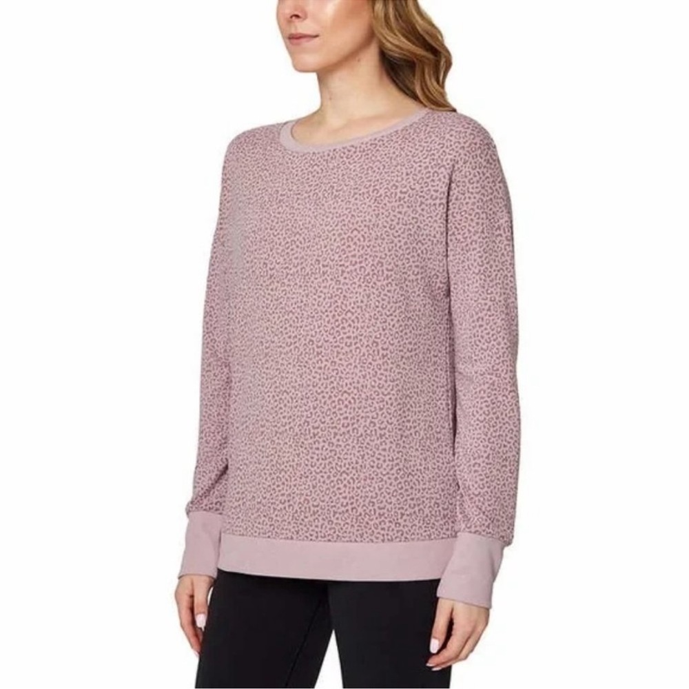 Mondetta Women's Pink Animal Print Long Sleeve Sweatshirt